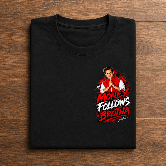 RAVI KISHAN MEME TSHIRT BLACK MINIMILIST